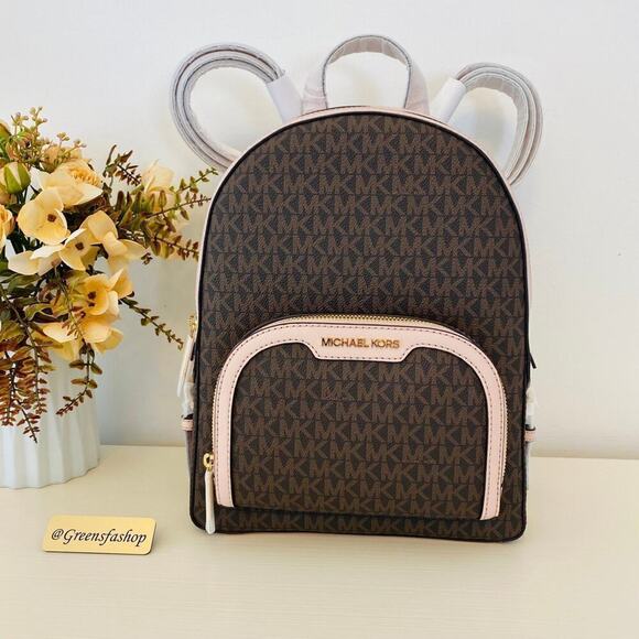 NWT Michael Kors Jaycee Medium Zip Pocket Backpack powder blush - Picture 1 of 10